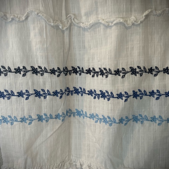 Draper James White Maxi Dress Medium W/ Ruffles & Floral Details Sleeveless - Picture 5 of 6